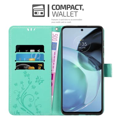 Motorola MOTO G72 Suojakuori Lompakkokotelo (Turkoosi)