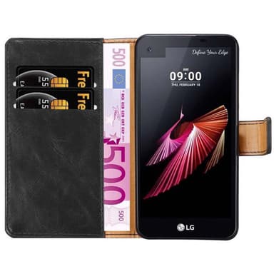 LG X SCREEN Suojakuori Lompakkokotelo (Musta)