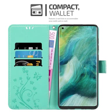 Oppo FIND X2 Suojakuori Lompakkokotelo (Turkoosi)