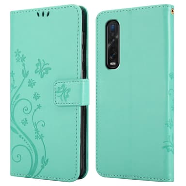 Oppo FIND X2 Suojakuori Lompakkokotelo (Turkoosi)