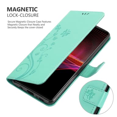 Sony Xperia 1 III Suojakuori Lompakkokotelo (Turkoosi)