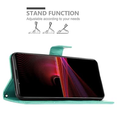 Sony Xperia 1 III Suojakuori Lompakkokotelo (Turkoosi)