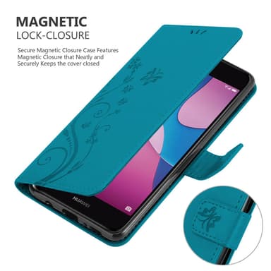 Huawei Y6 PRO 2017 Suojakuori Lompakkokotelo (Sininen)