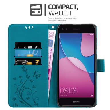 Huawei Y6 PRO 2017 Suojakuori Lompakkokotelo (Sininen)