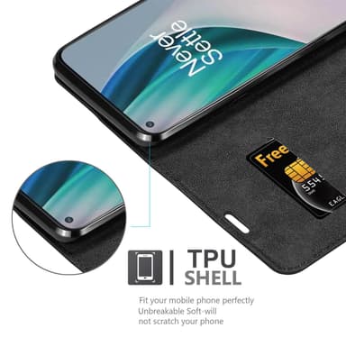 OnePlus Nord N10 5G Suojakuori Lompakkokotelo (Musta)
