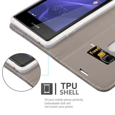 Sony Xperia E3 Suojakuori Lompakkokotelo (harmaa)