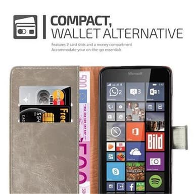 Nokia Lumia 640 Suojakuori Lompakkokotelo (Ruskea)