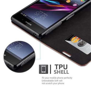 Sony Xperia Z1 Suojakuori Lompakkokotelo (Ruskea)