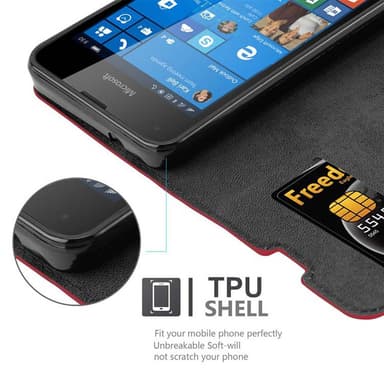 Nokia Lumia 550 Suojakuori Lompakkokotelo (Punainen)
