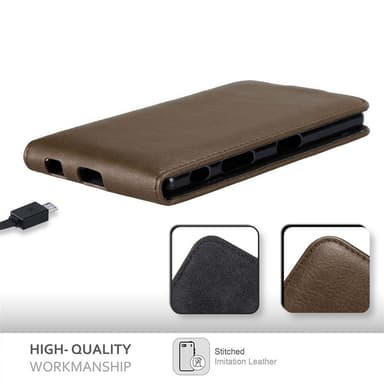 Sony Xperia Z5 Suojakuori Lompakkokotelo (Ruskea)