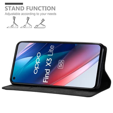 Oppo FIND X3 LITE Suojakuori Lompakkokotelo (Musta)