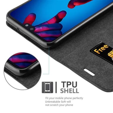 Huawei P20 Suojakuori Lompakkokotelo (Musta)