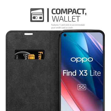 Oppo FIND X3 LITE Suojakuori Lompakkokotelo (Musta)