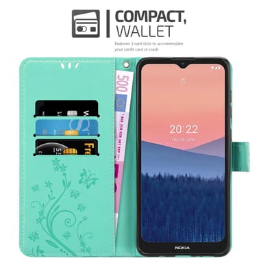 Nokia C21 Suojakuori Lompakkokotelo (Turkoosi)