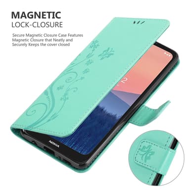 Nokia C21 Suojakuori Lompakkokotelo (Turkoosi)