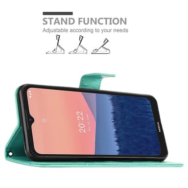 Nokia C21 Suojakuori Lompakkokotelo (Turkoosi)