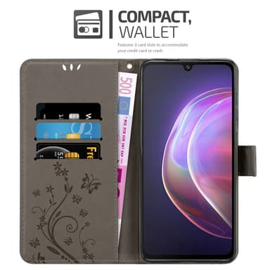 Vivo V21 4G / 5G Suojakuori Lompakkokotelo (harmaa)