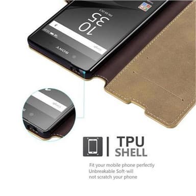 Sony Xperia Z5 Suojakuori Lompakkokotelo (Ruskea)