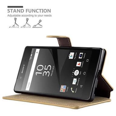 Sony Xperia Z5 Suojakuori Lompakkokotelo (Ruskea)