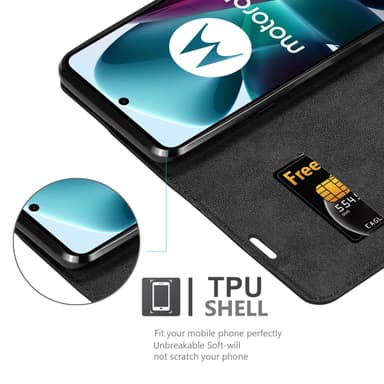 Motorola MOTO G200 5G Suojakuori Lompakkokotelo (Musta)