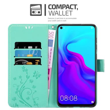 Huawei NOVA 4 Suojakuori Lompakkokotelo (Turkoosi)