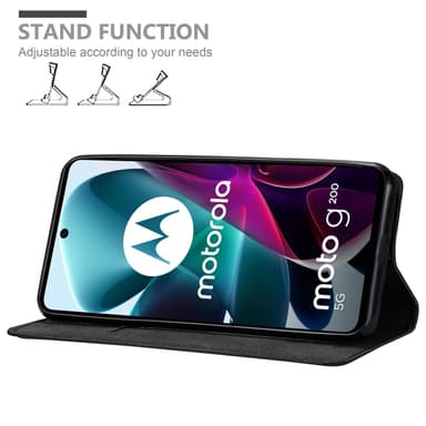 Motorola MOTO G200 5G Suojakuori Lompakkokotelo (Musta)