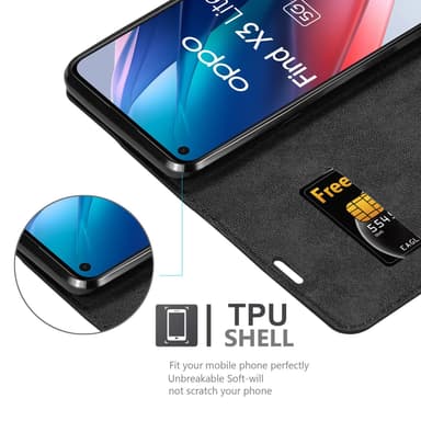 Oppo FIND X3 LITE Suojakuori Lompakkokotelo (Musta)