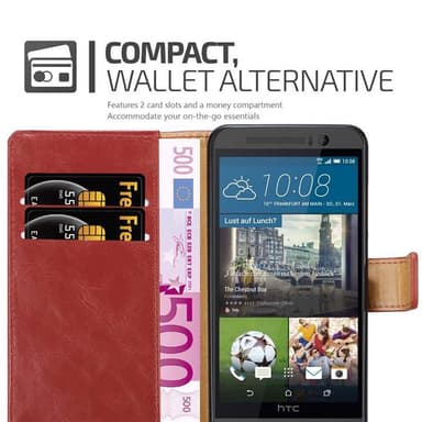 HTC ONE M9 Suojakuori Lompakkokotelo (Punainen)