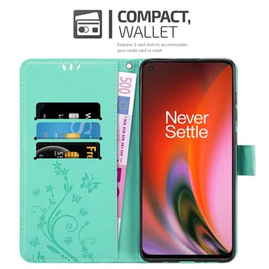 OnePlus Nord 2 5G Suojakuori Lompakkokotelo (Turkoosi)