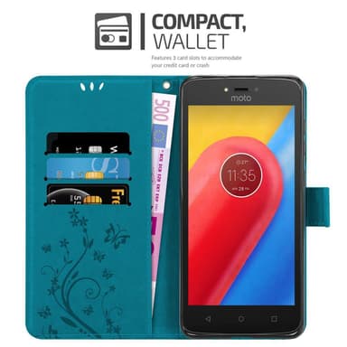 Motorola MOTO C Suojakuori Lompakkokotelo (Sininen)