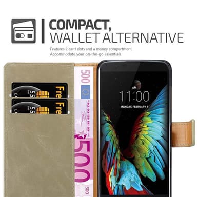 LG K10 2016 Suojakuori Lompakkokotelo (Ruskea)