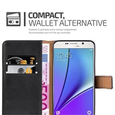 Samsung Galaxy NOTE 5 Suojakuori Lompakkokotelo (Musta)