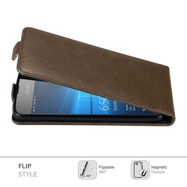 Nokia Lumia 650 Suojakuori Lompakkokotelo (Ruskea)