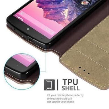 LG Google NEXUS 5 Suojakuori Lompakkokotelo (Ruskea)