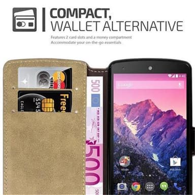 LG Google NEXUS 5 Suojakuori Lompakkokotelo (Ruskea)