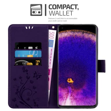 Oppo FIND X5 PRO Suojakuori Lompakkokotelo (Violetti)