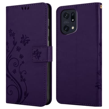 Oppo FIND X5 PRO Suojakuori Lompakkokotelo (Violetti)