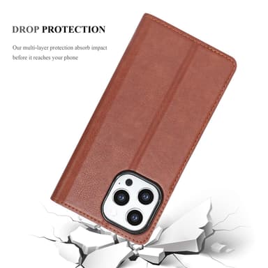 iPhone 13 PRO MAX Suojakuori Lompakkokotelo (Ruskea)