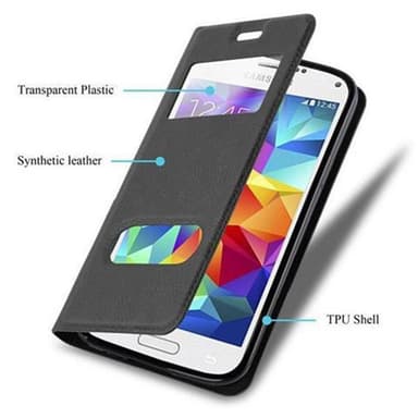 Lompakkokotelo Samsung Galaxy S5 / S5 NEO Case (Musta)