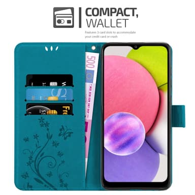 Samsung Galaxy A03s Suojakuori Lompakkokotelo (Sininen)