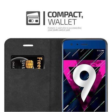 Honor 9 Suojakuori Lompakkokotelo (Musta)