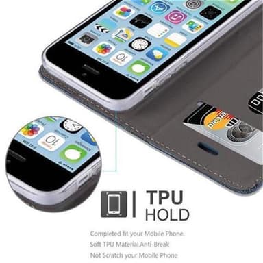 iPhone 5C Suojakuori Lompakkokotelo (Sininen)