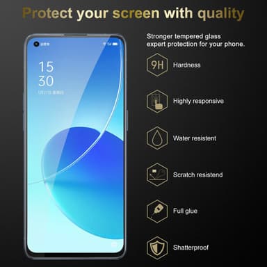 Oppo Reno6 5G 3x Suojakalvo Karkaistu lasi Näytönsuoja