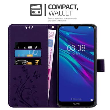 Huawei Y6 2019 Suojakuori Lompakkokotelo (Violetti)