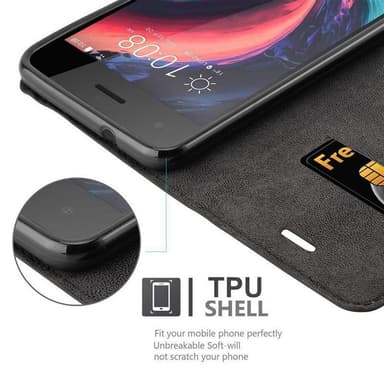 HTC Desire 10 PRO Suojakuori Lompakkokotelo (Musta)
