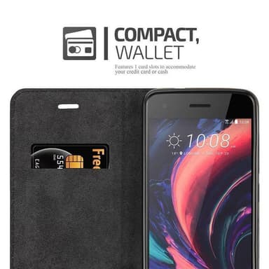 HTC Desire 10 PRO Suojakuori Lompakkokotelo (Musta)