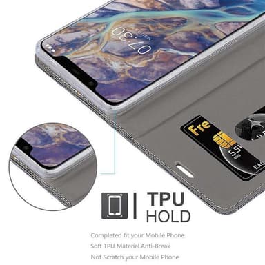 Nokia 7.1 PLUS / X7 Suojakuori Lompakkokotelo (harmaa)