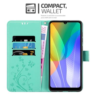 Huawei Y6P Suojakuori Lompakkokotelo (Turkoosi)