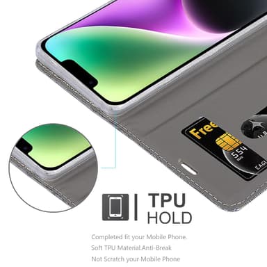 iPhone 14 Suojakuori Lompakkokotelo (harmaa)