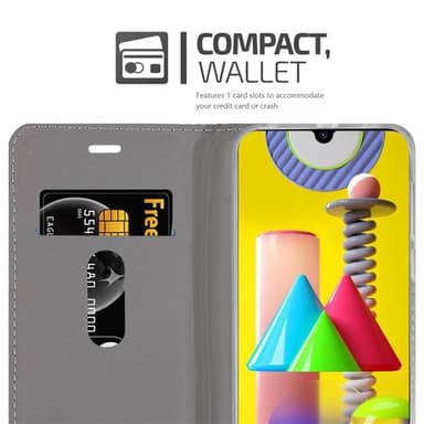 Samsung Galaxy M31 Suojakuori Lompakkokotelo (harmaa)